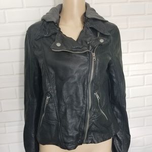 Hollister Black Faux Black Leather Jacket Size L